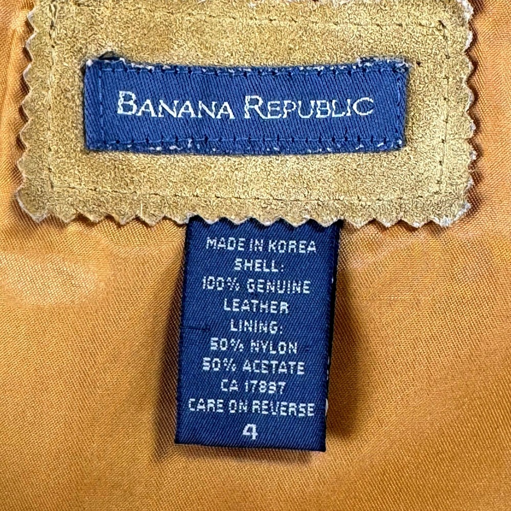 Vintage Banana Republic Suede Leather Vest Womens 4 Mustard Yellow Zip Front - Picture 9 of 12